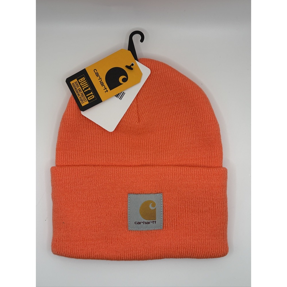 Carhartt Knit Logo Patch Beanie AH6034-M Bright Orange Men's One Size Acrylic